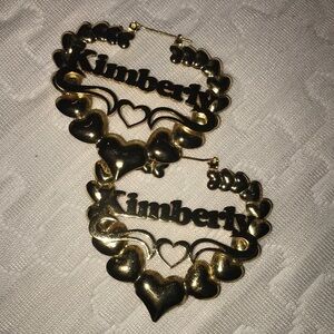 Custom ‘Kimberly’ heart bamboo 14kt gold plated stainless steel earrings